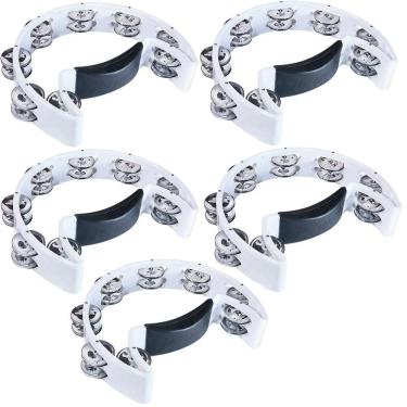 Imagem de Kit Com 5 Pandeirolas Pandeiro Meia Lua Branco Pml001Bc