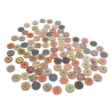 Imagem de SEWACC 100 Unidades botões madeira impressos botões costura roupas furos decoração vintage decorar Materiais para artesanato faça você mesmo botões antigos casaco