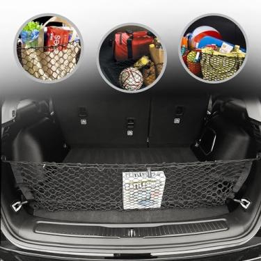 Imagem de Rede de carga em malha de mala elástica automotiva estilo envelope para Jeep Grand Cherokee 5 assentos 2022 - Organizador e armazenamento de porta-malas premium - Rede de bagagem para SUV - Melhor organizador de carro para Jeep Grand Cherokee