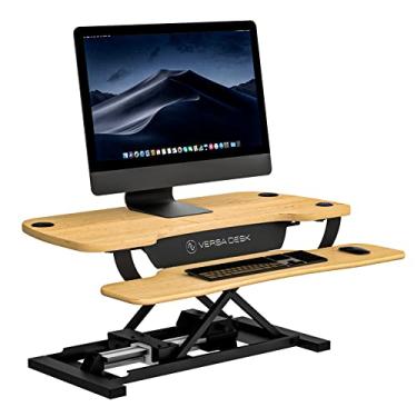 Imagem de VERSADESK Conversor de mesa elétrico, PowerPro de 91 cm de altura ajustável, suporte de mesa com bandeja de teclado, porta de carregamento USB integrada, comporta 36 kg, interruptor de botão, bordo