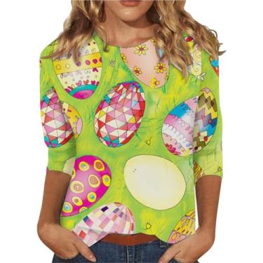 Imagem de Sales Today Clearance Happy Easter Shirts Women Bunny Rabbit Shirt Plus Size Camisetas femininas de Páscoa Manga Longa Coelho da Páscoa Rosa 3X-Grande