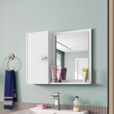Imagem de Armário Espelheira Para Banheiro Gênova Bechara 1 Porta Branco E Nero