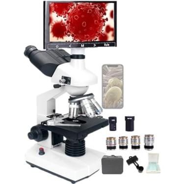 Imagem de Microscópios trinoculares de alta definição 30.000x, 50.000x e 70.000x para experimentos científicos do ensino fundamental, médio e médio, 185 objetivas acromáticas, display giratório de 360