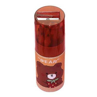 Imagem de Joucien Conjunto de lápis de cor de barril de 12 cores, pintura de grafite estudantil, lápis HB de madeira - Urso marrom morango - HB