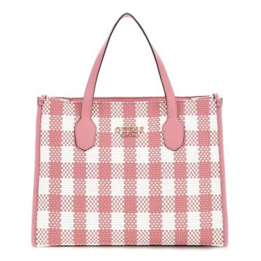 Imagem de GUESS Bolsa Silvana com compartimento duplo, Rosa Multi, One Size