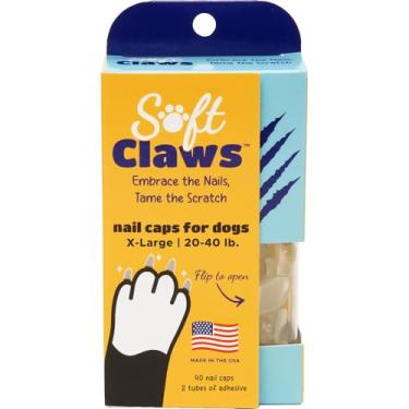 Imagem de Soft Claws Tampas de unhas para cães com design antiderrapante feitas nos EUA - 40 capas de unhas para cães para proteção duradoura de pisos e móveis - Natural, GG