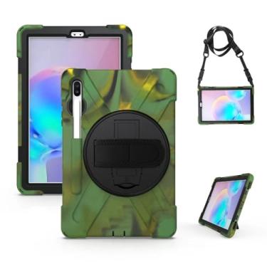 Imagem de Capa resistente para tablet Samsung Galaxy Tab S6 10,5 polegadas 2019 T860 T865 T867 suporte giratório PC capa à prova de choque (camuflagem, S6 T865 T860 T867)