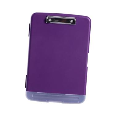 Imagem de predolo Prancheta de escritório com compartimento para canetas, organizador de documentos A4 em plástico resistente, violeta escuro