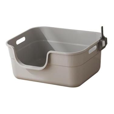 Imagem de Generic Caixa de areia aberta abaixada frente fácil de limpar comadre peneirando bandeja de areia para todos os tipos de maca de gato pet cat toalete caixa de, cinza