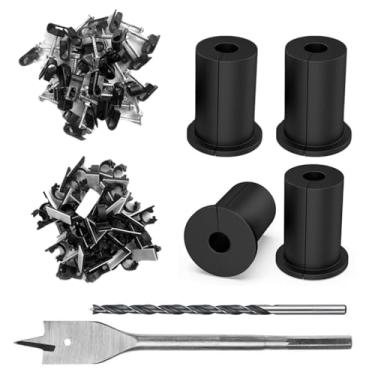 Imagem de Kit de roteamento de cabos Starlink, SMANSNAY 4 peças de acessórios de ilhós de parede Starlink para kit de montagem de cabos, com broca de pá de 2,5 cm, 40 peças de clipes de arame de parede