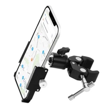 Imagem de Codyofwatar Suporte de telefone com grampo para carrinho de golfe, suporte universal de metal para guidão para golfe, carrinho de bebê, bicicleta, bicicleta, cadeira de rodas