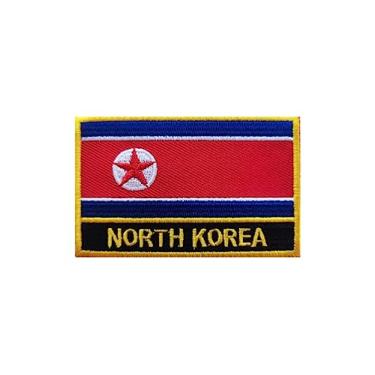 Imagem de Ruoming 1 PÇ Patch de bandeira da Coreia do Norte bordado com ferro ou costurado, tático, militar, nacional da Coreia do Norte (Coreia do Norte)