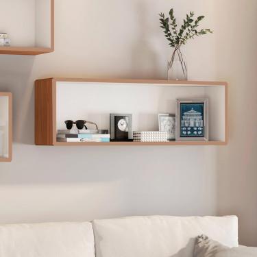 Imagem de Nicho para Livro Retangular de Parede 99x33 Cm MDF Freijó Off White Dalla Costa