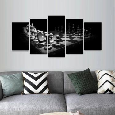 Imagem de Quadro Decorativo Arte Jogo De Xadrez Para Quarto Mosaico