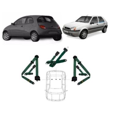 Imagem de Kit cinto de segurança traseiro de 3 pontos Ford Ka - HCML, Verde