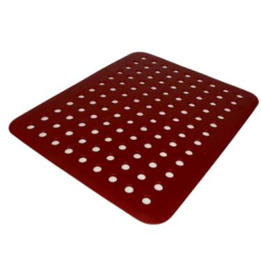 Imagem de Grade de Pia Basic, 32,8 x 27,8 x 0,3 cm Tapetes de tábua de drenagem, Tapete de silicone para secagem de louça, Escorredor de pratos antiderrapante, Tapete de pia resistente (TAPETE VERMELHO)