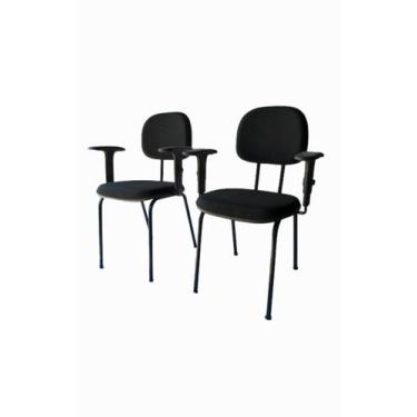 Imagem de Kit 2 cadeira palito com braço regulável  para recepção sala de espera