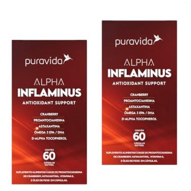 Imagem de Kit 2 Alpha Inflaminus Suplemento Puravida ÔMEGA 3 1440mg Astaxantina e Vitamina E 60 cápsulas