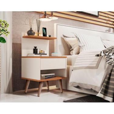 Imagem de Mesa de Cabeceira Modelo Sleep Com Pés Palito Off White Nature - Quali