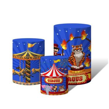 Imagem de  Trio de Capas Para Cilindro Circo mágico tenda vermelha e carrossel d