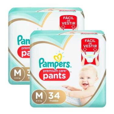 Imagem de Kit de Fralda Infantil Pampers Premium Care Pants Tamanho M 68 Unidade