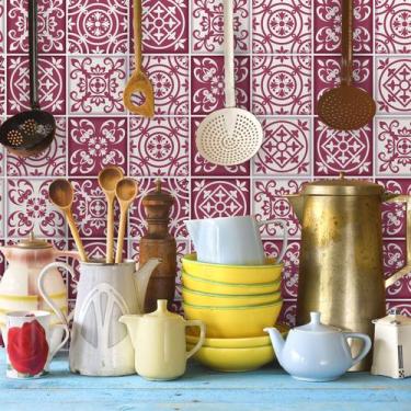 Imagem de Adesivo de Azulejo Vermelho Santa Maria 20x20 cm 24un - Quartinhos