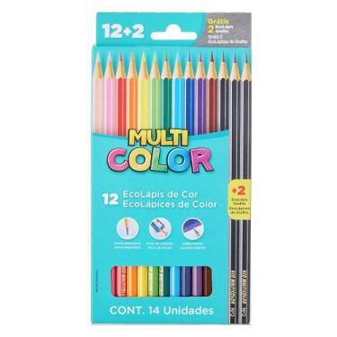 Imagem de Lápis De Cor Com 12 cores + 2 Ecolápis Multicolor