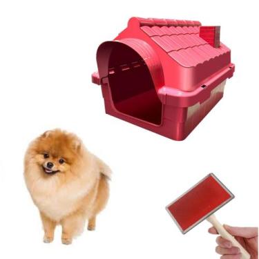 Imagem de Casa Pet Plástica N1 Médio + Rasqueadeira Com Cerdas De Aço - MecPet
