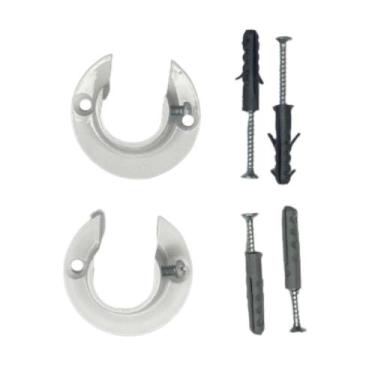 Imagem de Par suporte flange alumínio  19mm para cortina de ilhós - branco - DEC
