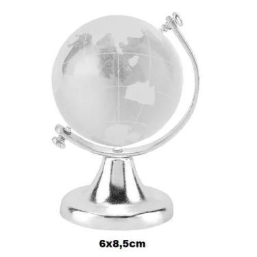 Imagem de Enfeite de Mesa Decorativo Globo Terrestre Em Vidro Maciço e Metal Pra