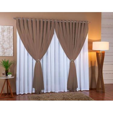 Imagem de Cortina Lorena 2,80m Largura X 2,30 Altura Voil Com Forro - Doce Lar E