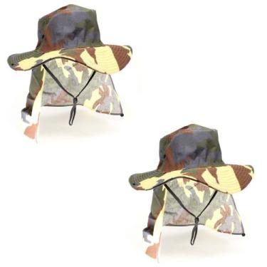Imagem de Kit 2 Chapéu Pescador C/ Protetor De Nuca - Marrom Camuflado - Naciona
