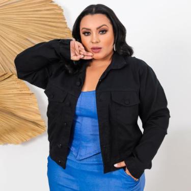 Imagem de Jaqueta Feminina Plus Size Botão Encapado Tendência Da Moda - liberty.