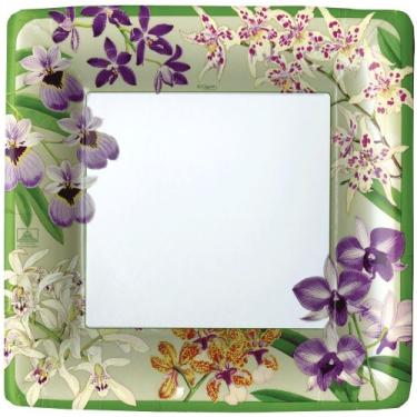 Imagem de Prato de jantar de papel Entertaining with Caspari Orchid Show, 8 unidades