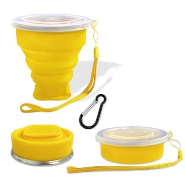 Imagem de Copo dobrável de silicone dobrável - copo dobrável expansível - caneca portátil reutilizável para viagens, acampamento, caminhada, sobrevivência, carro, piquenique, praia, férias de férias, esportes