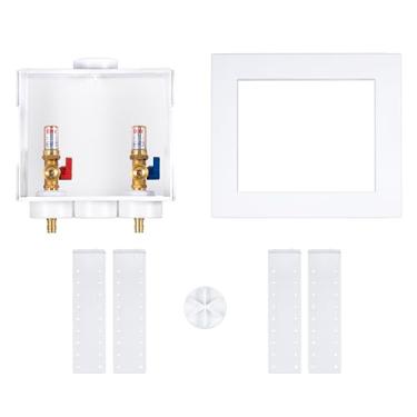 Imagem de Oatey 38543 Caixa de saída para máquina de lavar Quadtro F1960 Peça traseira, giro de 0,63 cm com martelo de água, cubo de 5,08 cm