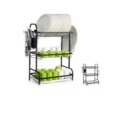 Imagem de Escorredor De Louça Inox Porta Pratos Talheres 3 Andares - FRIGOPRO