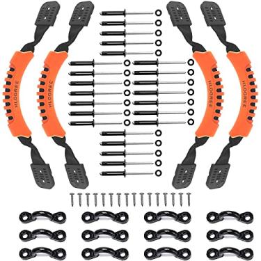 Imagem de HLOGREE Pacote com 4 alças de transporte de caiaque, acessório de caiaque, suporte lateral de canoa, alça de transporte de borracha macia, substituição para oceano, vida, pescador, emoção, caiaques