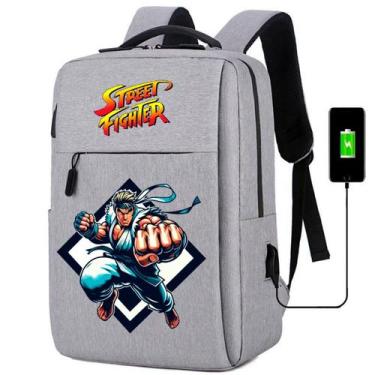 Imagem de Mochila USB Escolar Estampa Infantil Street Figther Notebooks, Trabalh