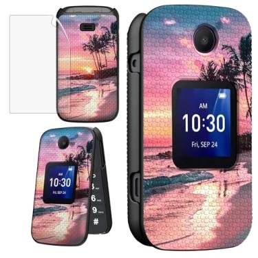 Imagem de ACWDMKH Capa para telefone TCL Flip/Alcatel Go Flip 4 / TCL Flip Pro com protetor de tela para mulheres capa protetora rígida fina com capa de telefone texturizada antiderrapante para Go Flip 4, Dusk