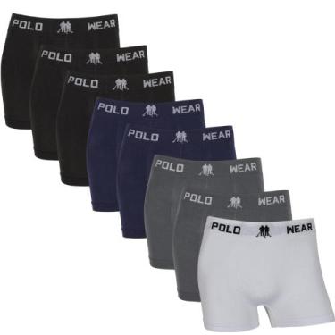 Imagem de Kit 8 Cuecas Boxer Polo Wear Microfibra Sem Costura Elastano, 03 preta