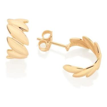 Imagem de Brinco Argola Navetes Folheado A Ouro Rommanel 527091, Branco, unico