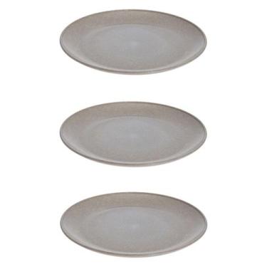 Imagem de 3 UN Prato Lanche Sobremesa Redondo Durável 20cm Cinza - EVO