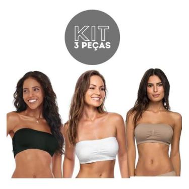 Imagem de Kit 3 Soutien Faixa S/ Costura Top Sem Alça Sem Bojo - Prime Lingerie,