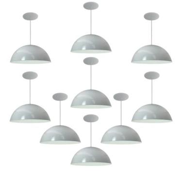 Imagem de Kit 9 Luminária Pendente Meia Lua 34cm Com Interior Branco Brilho Com 