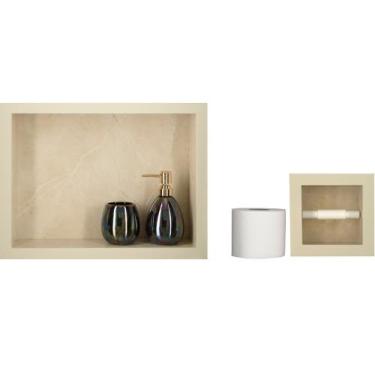 Imagem de Nicho Para Banheiro Em Porcelanato Polido Porta Shampoo Sabonete e Por