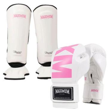 Imagem de Kit Par de Caneleira + Par Luva Boxe Muay Thai Kickboxing Maximum MXM 