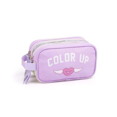 Imagem de Estojo Duplo Color Up Organizador Necessaire Juvenil Escolar - Seanite