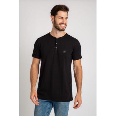 Imagem de Camiseta Gola Henley - Bullf, P, Preto