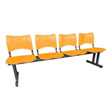 Imagem de Longarina 4 Lugares Iso Plástica Coluna Dupla Cadeira P/ Sala Espera A